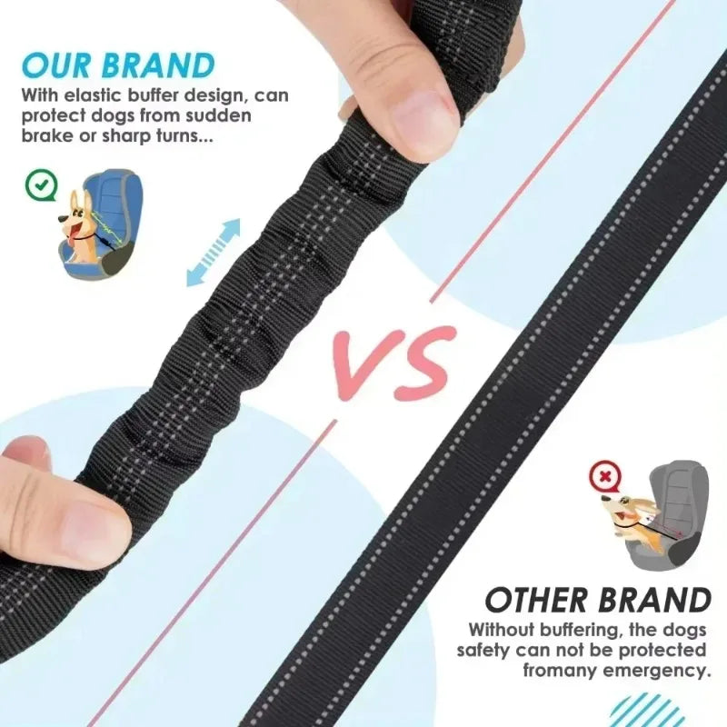 For Small Large Dogs Adjustable Reflective Elastic Lead Puppy Travel Car Safety Rope French Bulldo Durable Nylon Dog Seat Belt