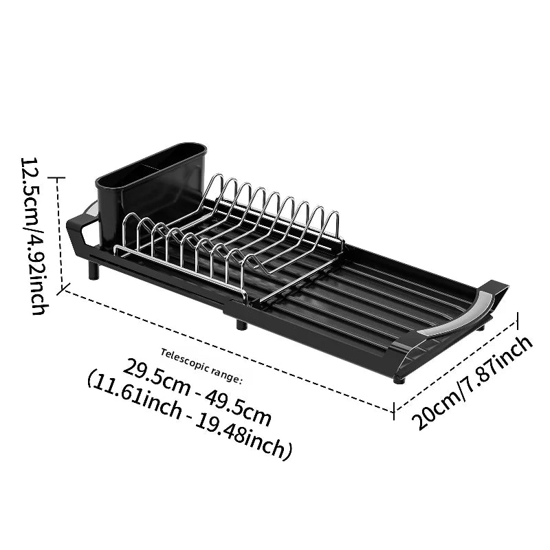 Expandable Dish Drying Rack Dish Organizer Fork Holder Kitchen Countertop Storage Organizer Space Saving Dish Storage Shelf