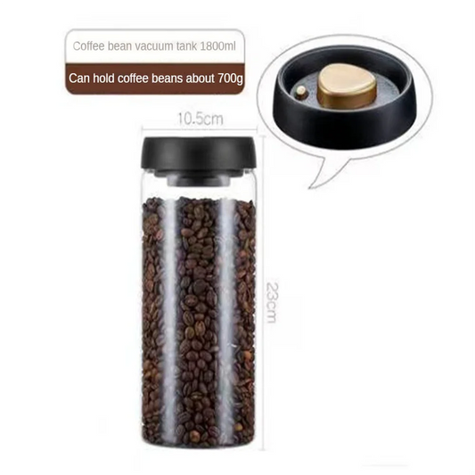 1pack Coffee Bean Storage Container Airtight Lid Sealed with Press-Down Vacuum Glass Coffee Canister,Food Storage,Coffee,Tea
