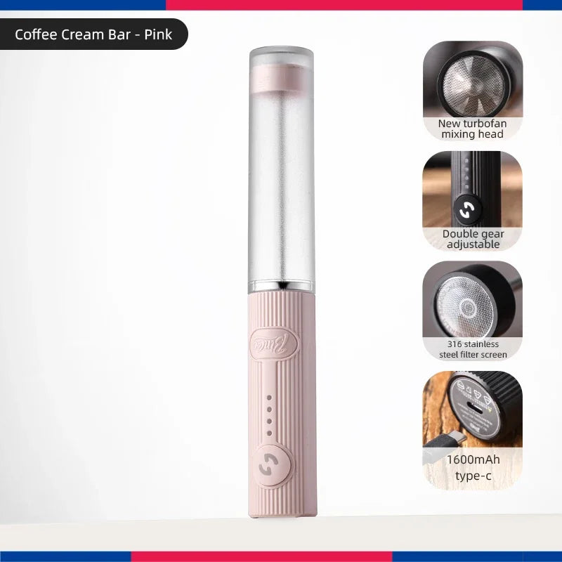 Bincoo UPGRADED Electric Coffee Frother/MILK Whisk+Egg Beater MINI Food Blender USB Rechargeable Handheld 2 Speeds Espresso Tool