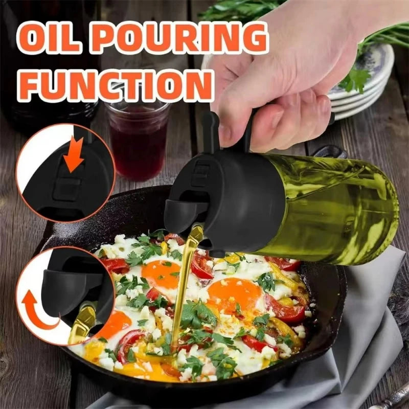 16oz 470ML Light Blocking Dark Oil Sprayer Bottle for Cooking Kitchen Olive Oil Dispenser Seasoning Tool for Salad Grill Frying
