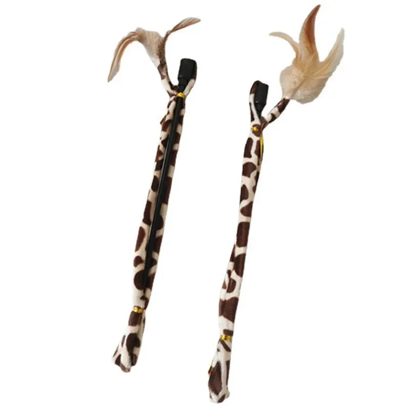 Simulation Feather Interactive Cat Toys Funny Feather Cat Stick Toy for Kitten Playing Teaser Wand Toys Cat Supplies Accessories