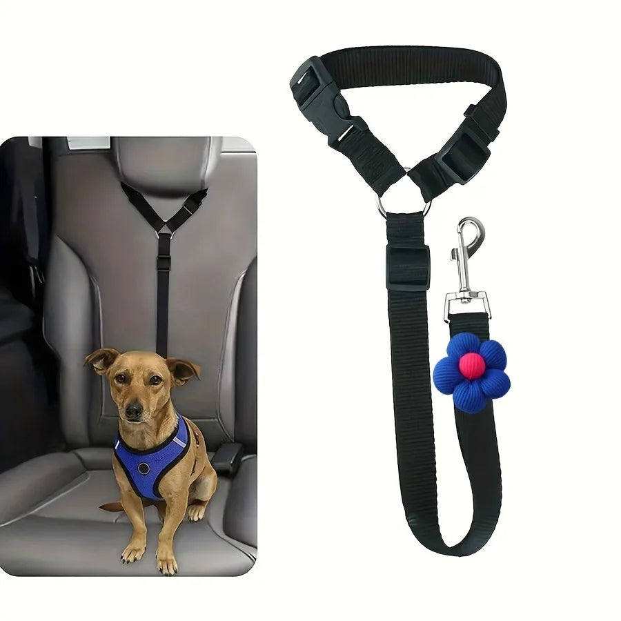 1Pcs 40-70cm Adjustable Pet Car Seat Belt Dog Cat Safety Harness Leash with Flower Decor for Dogs Travel Collar Pet Accessories