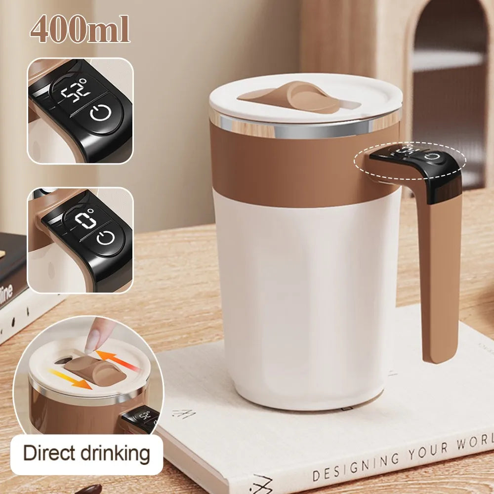 400ML Self Stirring Coffee Mug with Temperature Display Stainless Steel Mixer Rechargeable Automatic Stirring Cup with Lid