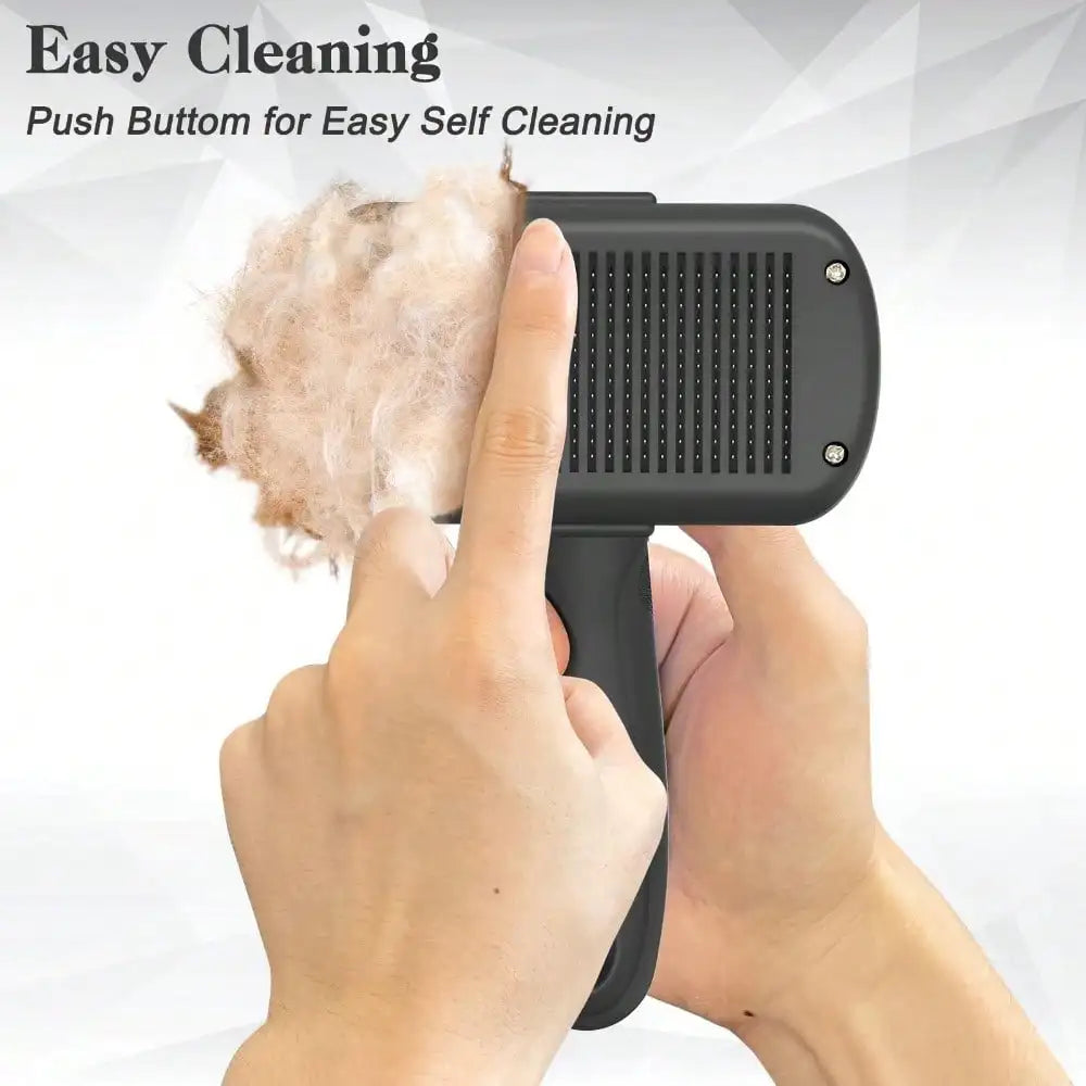 Self Cleaning Shedding Brush For Dogs And Cats, Skin Friendly Grooming Tool And Hair Removal For Long Or Short Haired Pets, Blac
