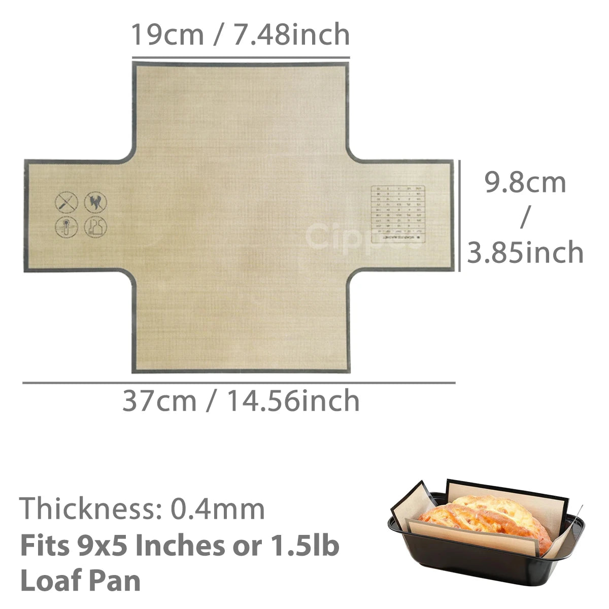 Silicone Bread Loaf Pan Liners, Reusable Nonstick Long Tab Handles Bread Pan Baking Mats, for 9x5inch Bread Pans, Heat Resistant