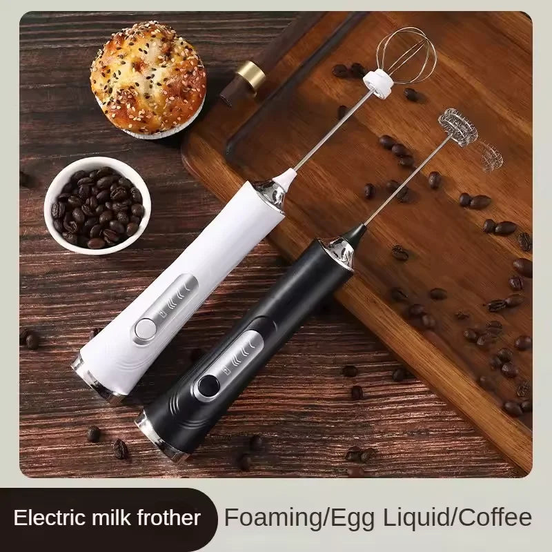 USB Electric Milk Frother Handheld Milk Coffee Machine 3-Speed Wireless Egg Beater Kitchen Mixer Multifunctional Food Mixer