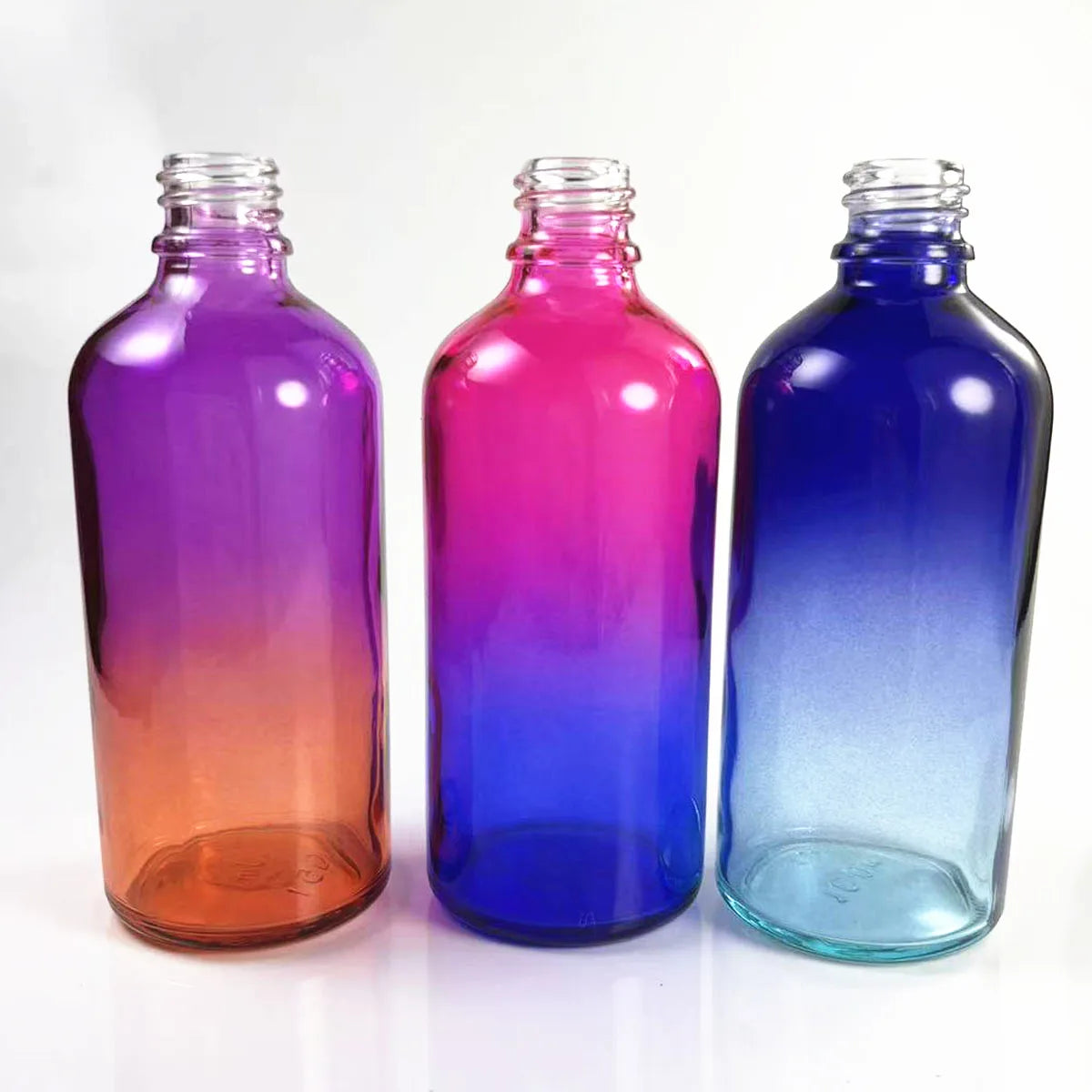 1X 3x 100ml Gradient Color glass bottle with Silver Perfume Sprayers, Essential Oil Glass Droppers, Serum Cream Pump