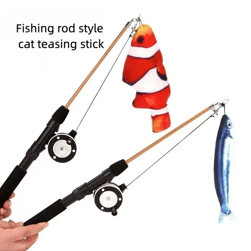 New Retractable Cat Teaser Wand Toy Ultra-Long Plush Cat Feather Toys Catnip Refills Cat Fishing Pole Toy for Indoor Cats