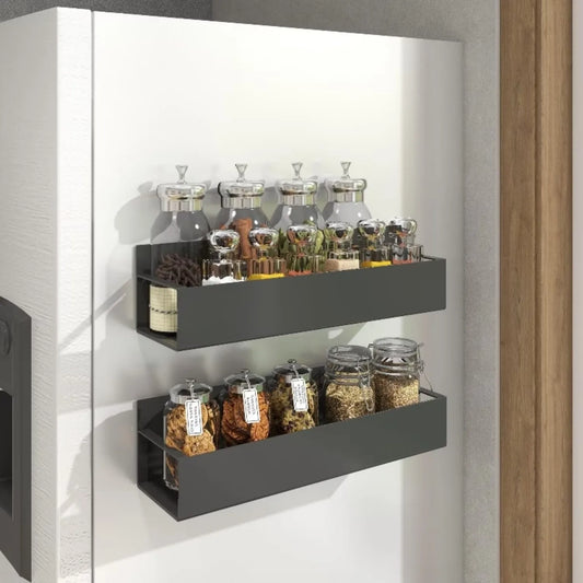 1pc Heavy Duty Magnetic Refrigerator Storage Rack Carbon Steel Refrigerator Spice Rack Strong Magnet, Space Saving Storage Rack