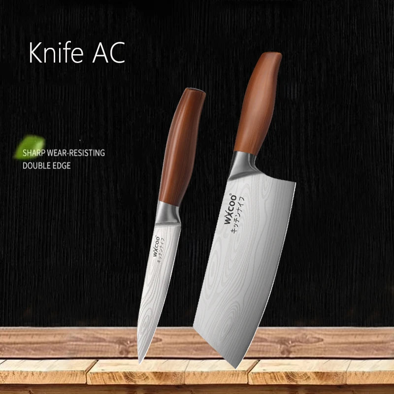 1~4PCS WXCOO Kitchen Knife Set Stainless Steel Fruit Peeler Damascus Pattern Chef Knife Tools for Vegetables and Fruit Peeling