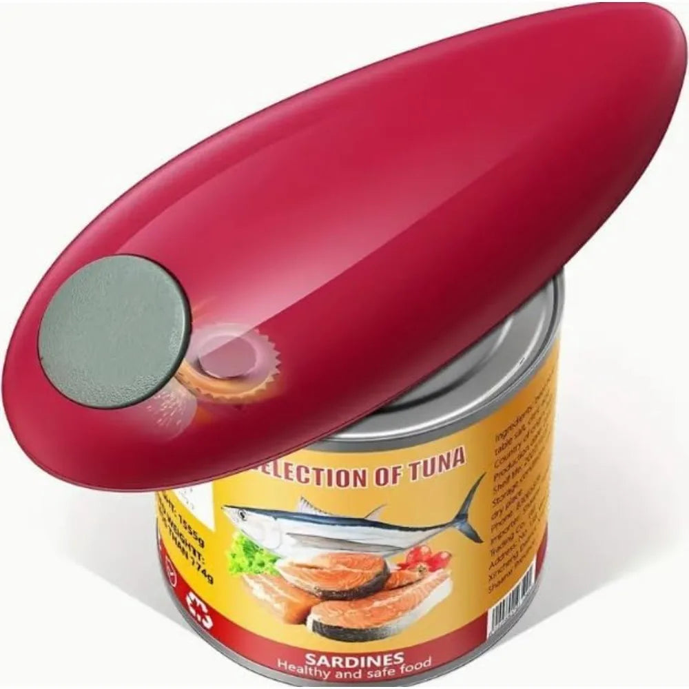 1pc Red Electric Can Opener Bottle Opener Easy Can Opener Automatic Can Opener With Smooth Edge Kitchen Tools