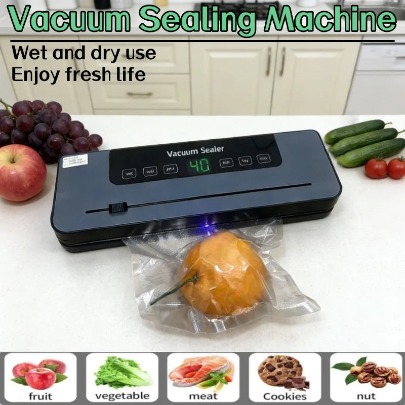 2026 6-in-1 Automatic Electric Vacuum Sealer Dry/Wet Food Sealed Packaging Sealer  65KPa High-Suction Vacuum Packaging Machine