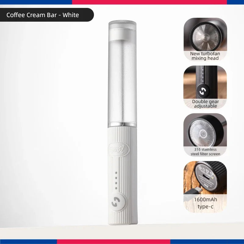 Bincoo UPGRADED Electric Coffee Frother/MILK Whisk+Egg Beater MINI Food Blender USB Rechargeable Handheld 2 Speeds Espresso Tool