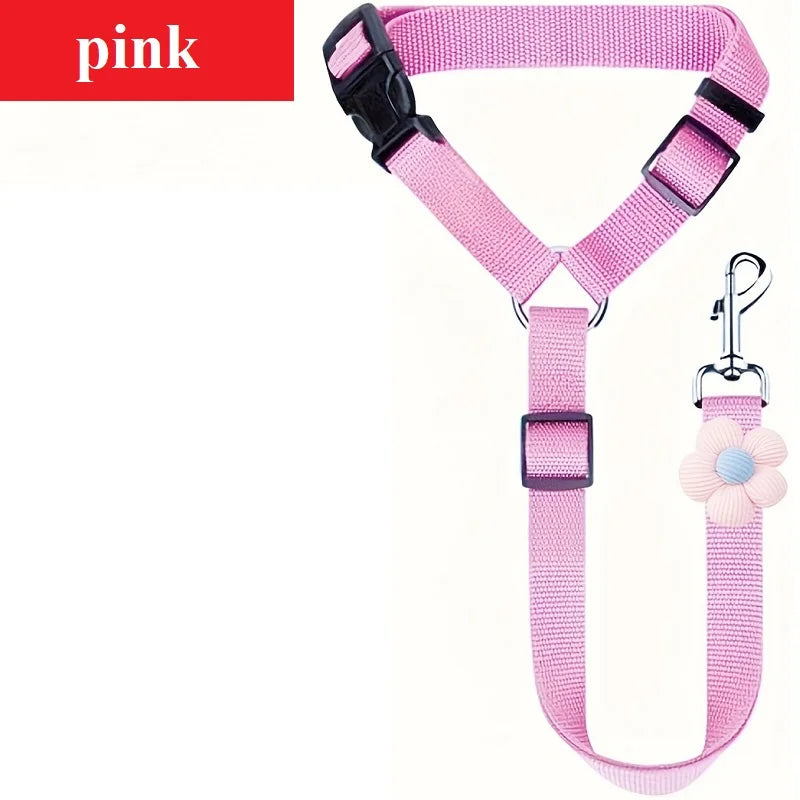 Pet Dog Cat Seat Belts, Car Headrest Restraint Reflective Adjustable Safety Leads Vehicle Seatbelt Harness for Dogs and Cats