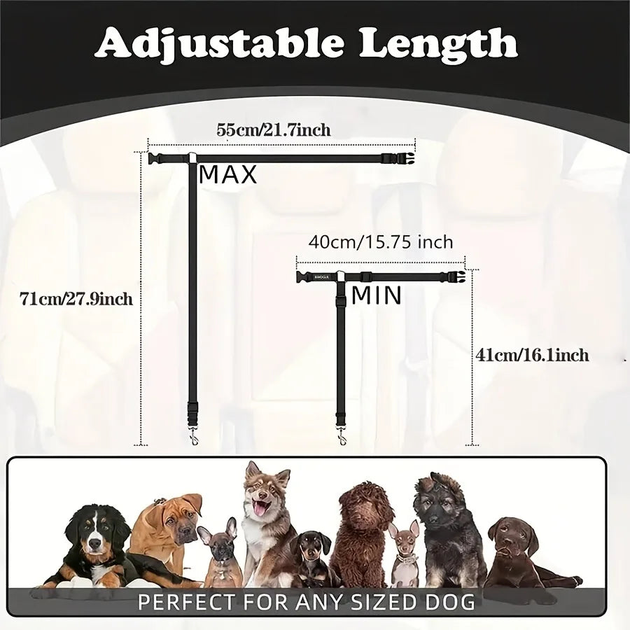Pet Dog Cat Seat Belts, Car Headrest Restraint Reflective Adjustable Safety Leads Vehicle Seatbelt Harness for Dogs and Cats