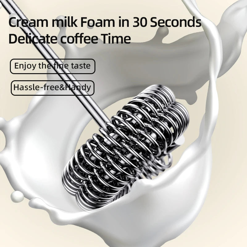 2 In 1 Electric Coffee Frother + Egg Beater Wireless Type-C Charging 3 Speeds Small Handheld Foam Maker Milk Whisk Cooking Tools