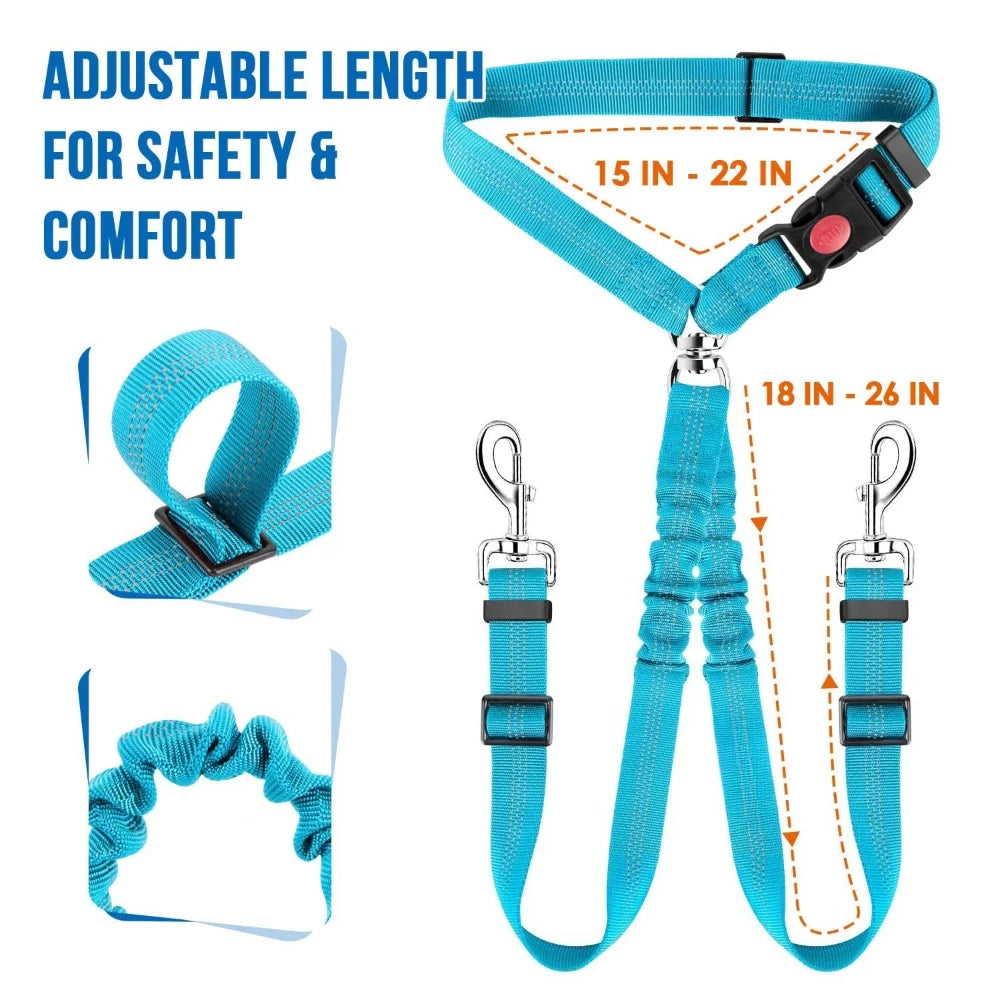 1Pcs Pet Dog Seat Belt Adjustable Stretch Two Dog Lead Dog Cat Car Fixed Dog Chain Buffer Traction Car Safety Rope