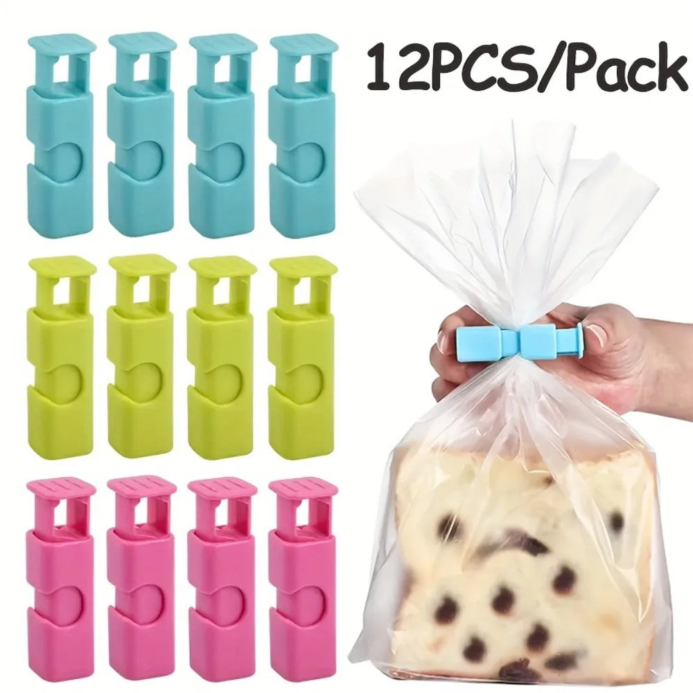 Food Bag Sealing Clips 12 Pcs Reusable Spring Loaded Bread Snack Bag Clips for Kitchen Food Fresh Keeping Storage Sealed Storage