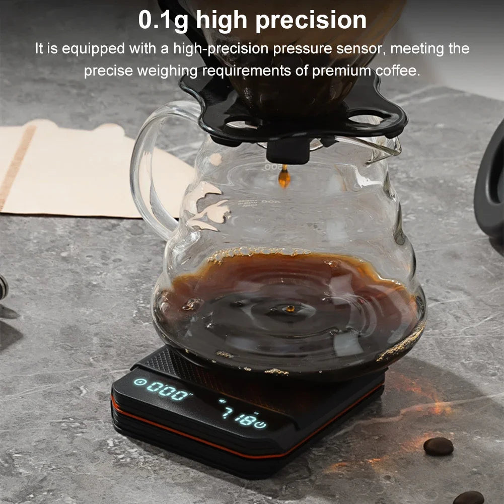 KitchenMini Coffee Scale with Timer 2kg/0.1g Accurate Scale Rechargeable Digital Kitchen Scale for Espresso and Pour-Over Coffee