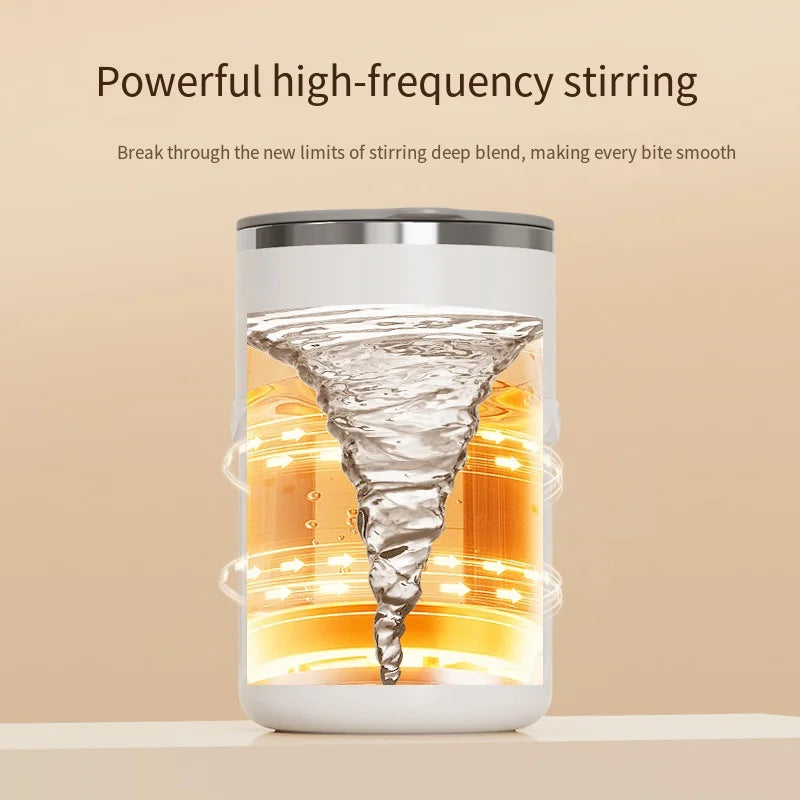 Stainless Steel Self Stirring Coffee Mug with Temperature Display Rechargeable Automatic Mixer Cup with Lid for Hot Beverages