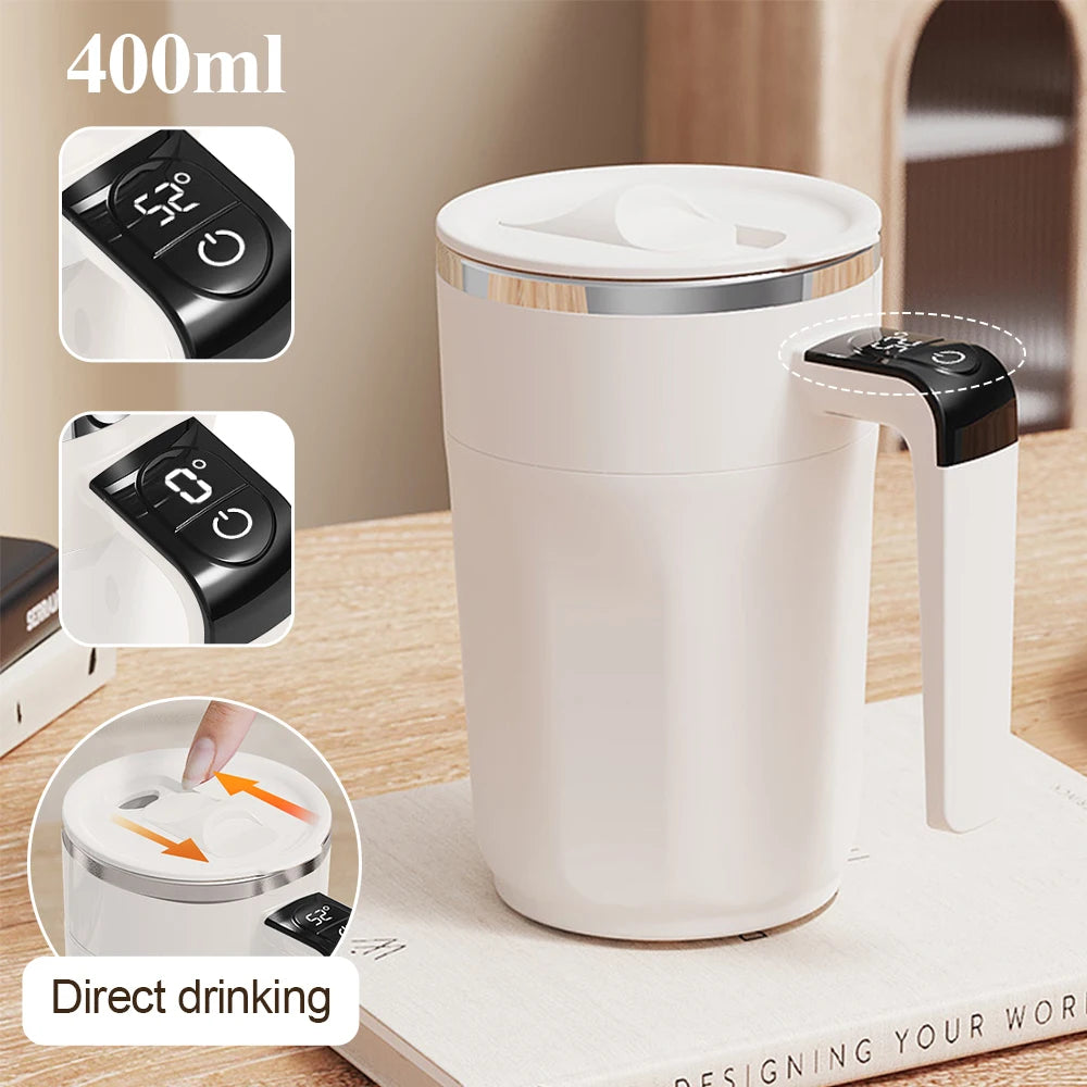 400ML Self Stirring Coffee Mug with Temperature Display Stainless Steel Mixer Rechargeable Automatic Stirring Cup with Lid