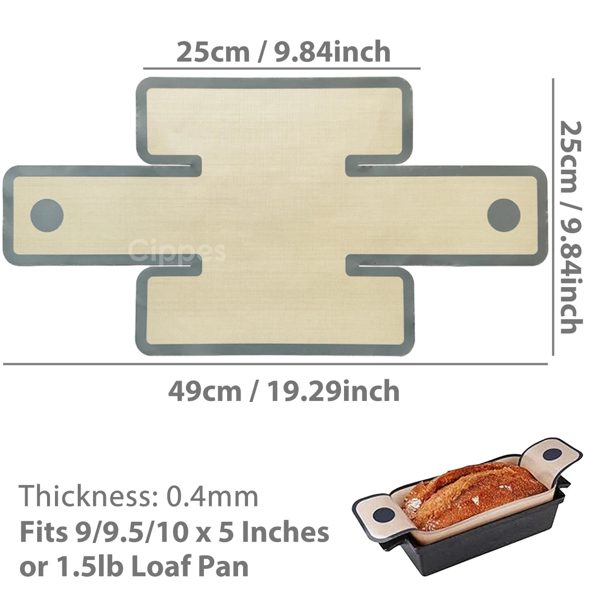 Silicone Bread Loaf Pan Liners, Reusable Nonstick Long Tab Handles Bread Pan Baking Mats, for 9x5inch Bread Pans, Heat Resistant