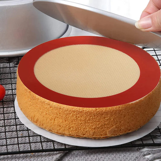 Round Silicone Baking Mat,Non-Stick Reusable Air Fryer Liner, Oven Safe Pastry Parchment Sheet for Cake Cookies Pizza Easy Clean