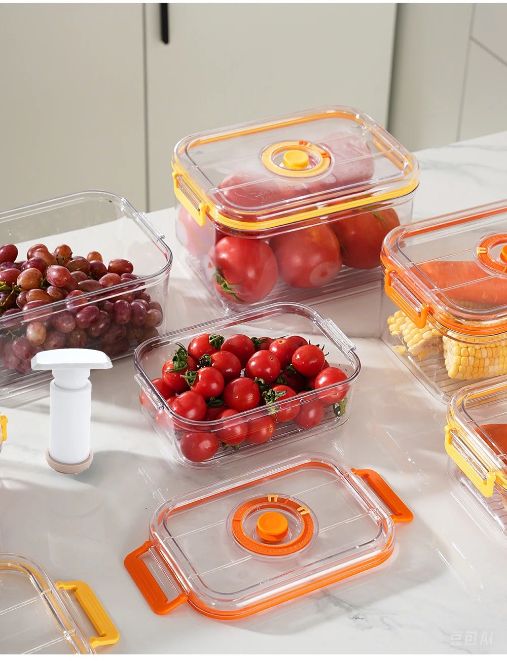 Vacuum Fresh-keeping Box Refrigerator Sealed Canister Microwavable Transparent Food Storage Container Kitchen Organizer Bento