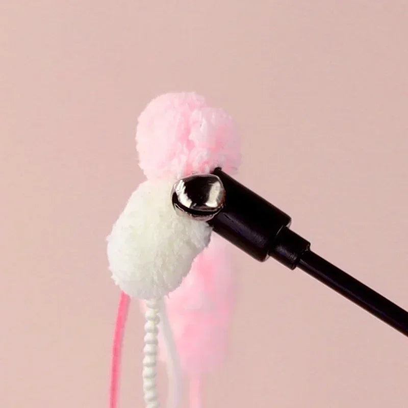 Cat Tassel Toy Plush Ball Cats Teaser Wand Cats Interactive Toys Funny Bell Ribbon PoleTeaser Wand Pet Cat Supplies Accessory