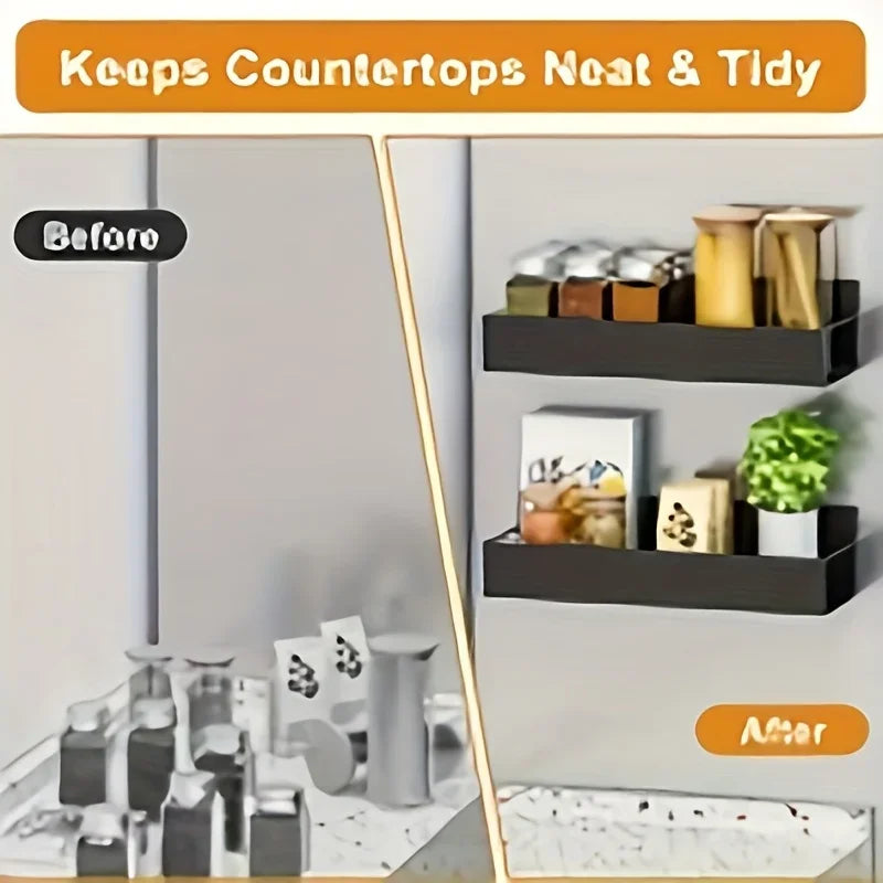 Magnetic Fridge Spice Rack Organizer Kitchen Storage Shelf Metal Wall Mounted for Jars Container Basket Seasoning Storage Box